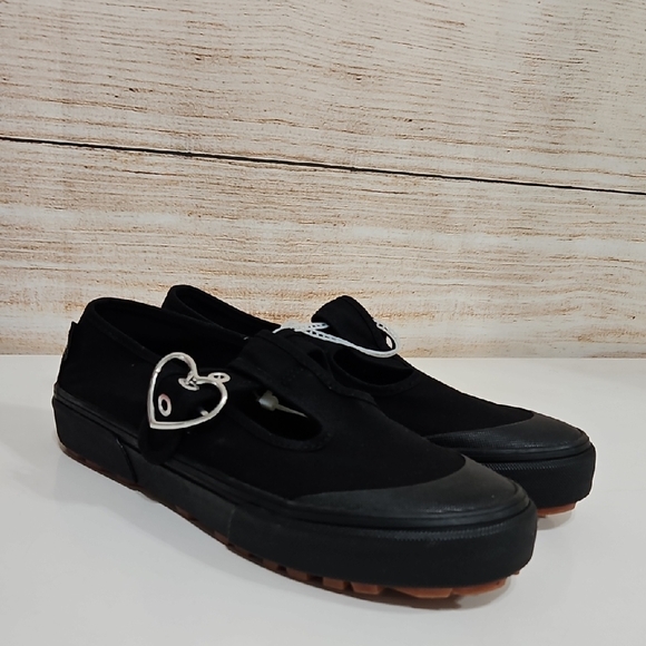New Vans Black Mary Jane Chunky Lug Rubber Sole Heart Buckle Shoes 7 - Picture 5 of 9